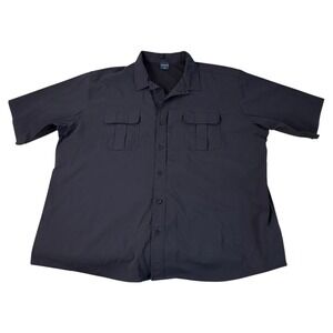 Propper Mens 3XL Navy Blue Tactical Short Sleeve Button‎ Up Shirt Nylon Stretch
